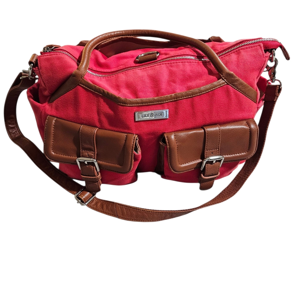 Lily Jade Canvas&Leather DiaperBag Crossbody Purse